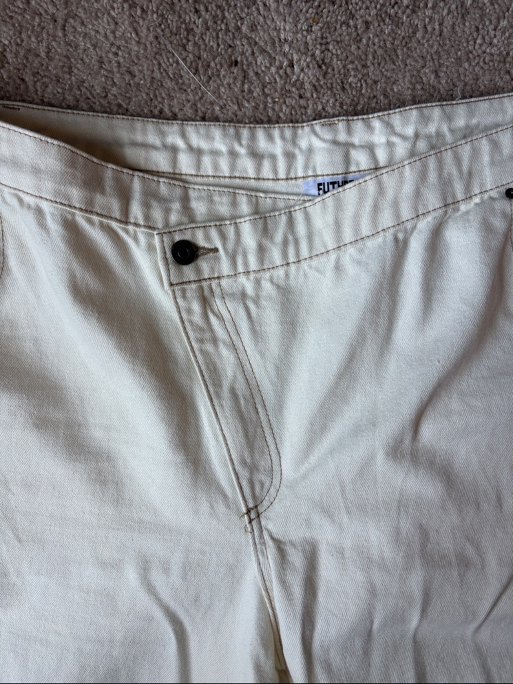 Cream Straight-Leg Jeans - Picture 3 of 5